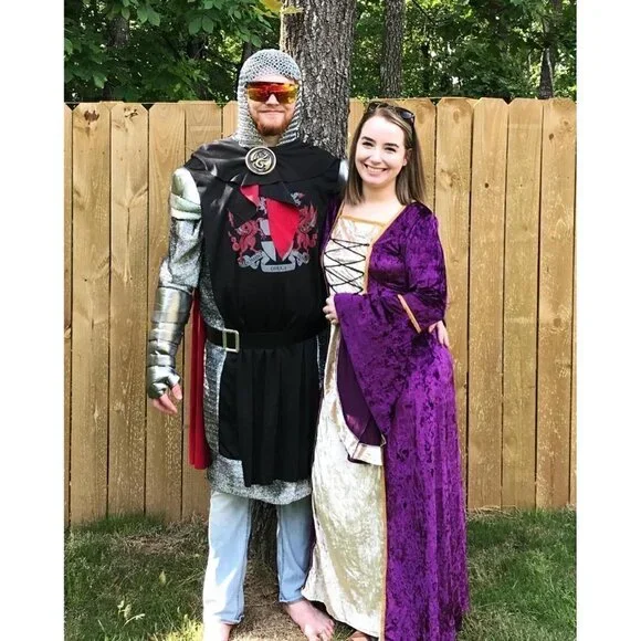 MEDIEVAL Victorian Long Dress Purple Cosplay Irish Costume Halloween Viking NWT - Picture 8 of 13